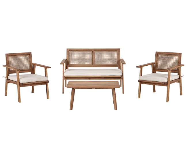 Beliani Conjunto lounge Madeira de acácia ARENELLA Bege