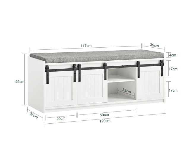 Banco para sapatos de entrada com 2 prateleiras FSR133-W SoBuy Branco
