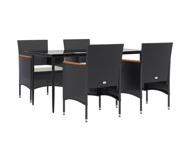 Conjunto de jantar de jardim móveis de exterior com almofadas 5 peças