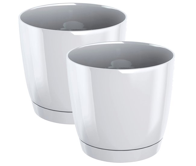 2x pote redondo de plástico coubi redondo P Branco