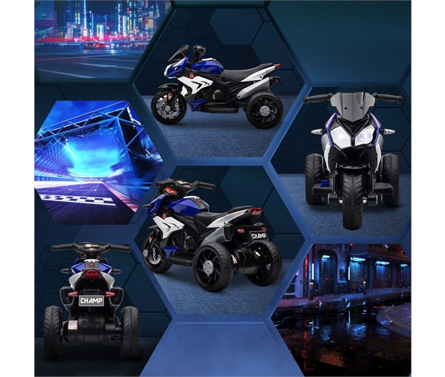 Motocicleta Elétrica Metal e PP HOMCOM Azul