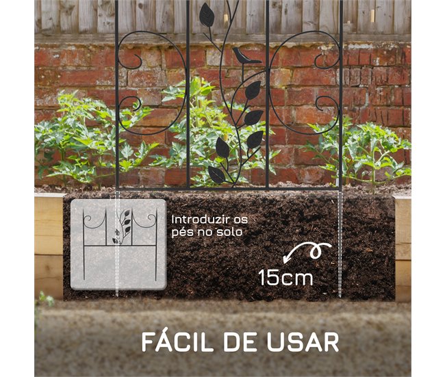 4 Treliças de Jardim aço Outsunny, varanda e jardim - jardinagem Preto