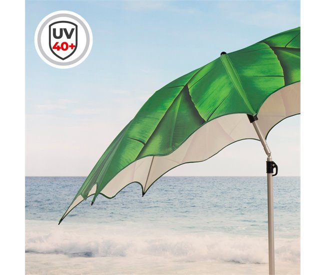 Aktive Guarda-sol de praia 8 varetas folhas Verde