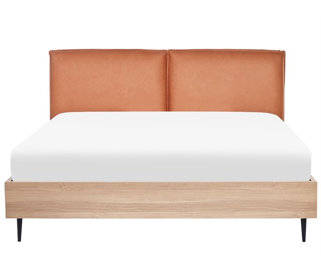 Beliani Cama com estrado Pele sintética LIMANTON 181x215 Dourado