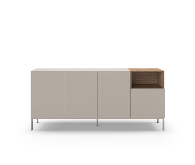 Aparador LIAN 4 portas cor creme e carvalho  Bege