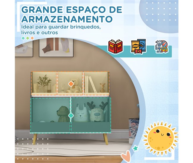 Estante Infantil para Brinquedos Cinza
