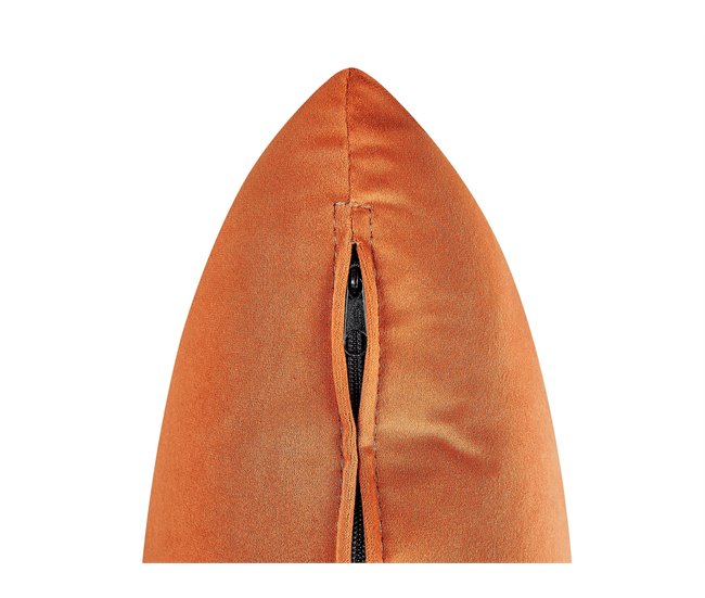 Beliani Chaise longue à direita Veludo LE CRAU Laranja