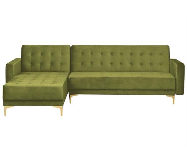Beliani Sofá-cama Veludo ABERDEEN Verde