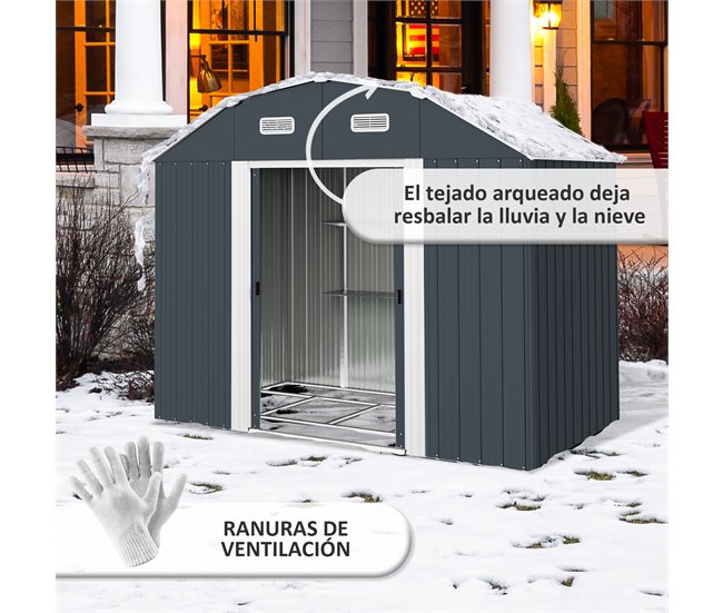 Abrigo de Exterior Aço galvanizado Outsunny Cinza