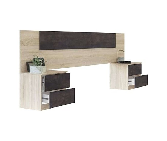 Andy Bedroom Pack guarda-roupa cabeceira mesas de cabeceira Castanho