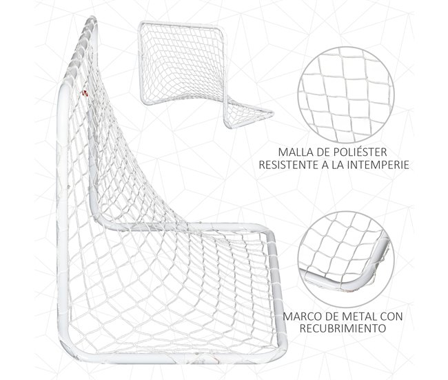 Conjunto de 2 mini gols de futebol Aço (Q195), tetrolon HOMCOM Branco