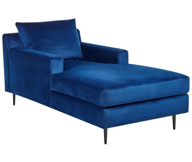 Beliani Chaise longue Veludo GUERET Azul Marino