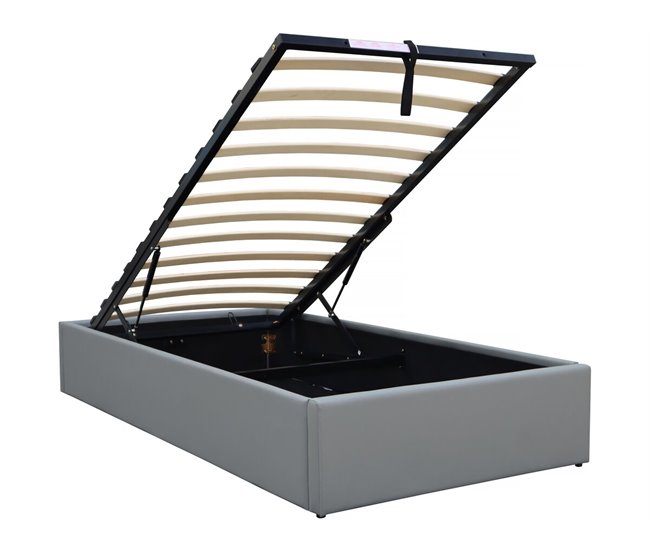 Cama de solteiro em PVC com caixa Cinza