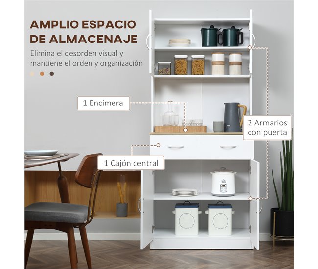 Armário de Cozinha Melamina de Madeira HOMCOM, casa - cozinha Branco
