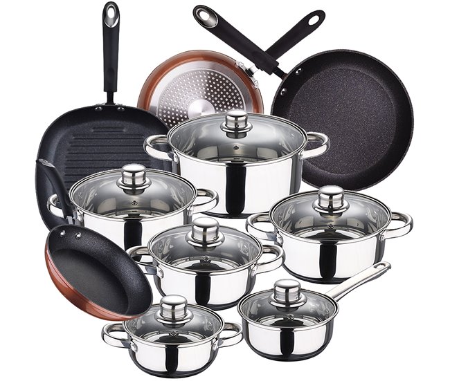 Bateria de cozinha 12 peças com jogo de patch Multicor