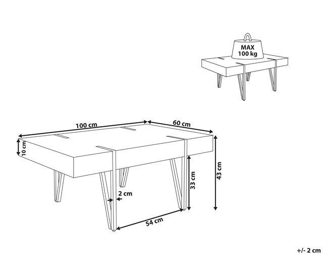 Beliani Mesa de centro ADENA 60x100 Castanho