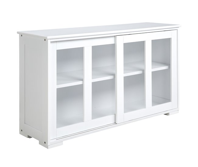 Aparador MDF e Vidro Temperado HOMCOM Branco
