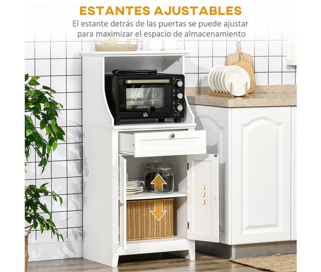 Armário para Micro-Ondas MDF HOMCOM, casa - cozinha Branco