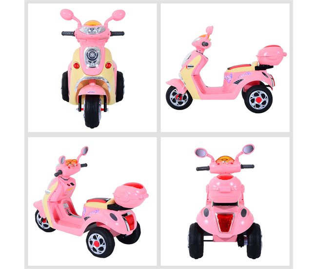 Moto elétrica metal e PP HOMCOM Rosa