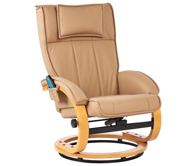 Beliani Cadeira de massagem MAJESTIC Castanho Claro