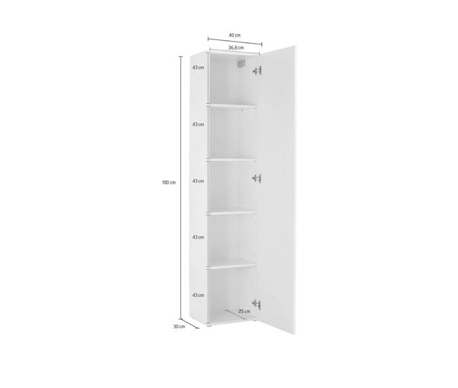 Armário multiuso com 1 porta efeito madeira Branco Brillo