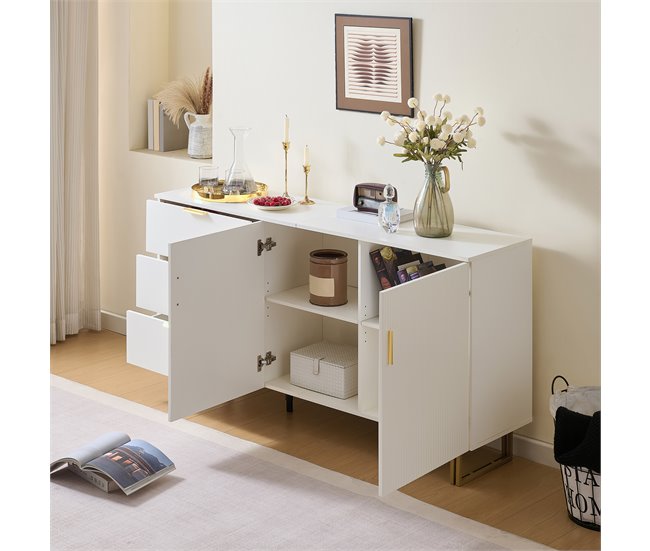 Aparador com 2 portas e 3 gavetas Branco