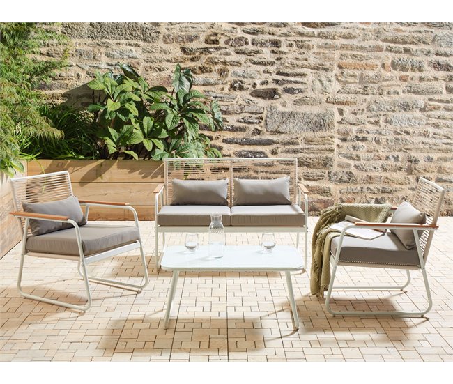 Beliani Conjunto lounge Aço POMONTE Branco