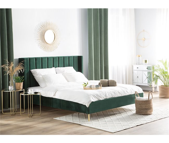 Beliani Cama Terciopelo VILLETTE 185x222 Bege