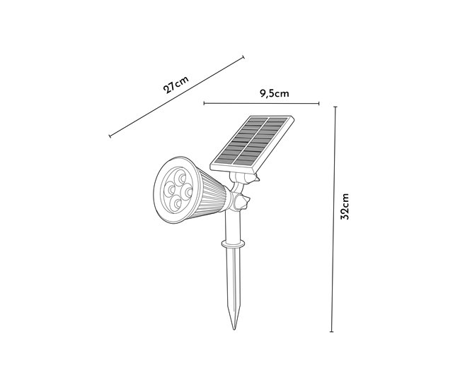 Foco solar CORVUS marca ARTECONFORT Preto