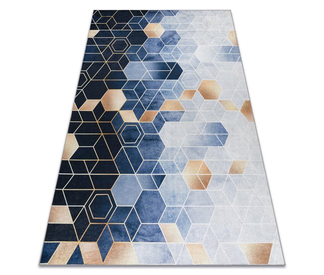 ANDRE 1216 Tapete cubo rico antiderrapante 80x150 Azul