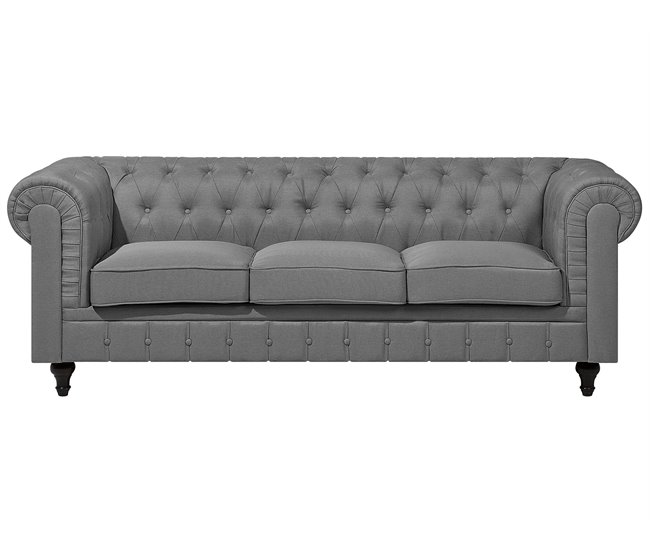 Beliani Conjunto de sofás CHESTERFIELD Cinza Claro