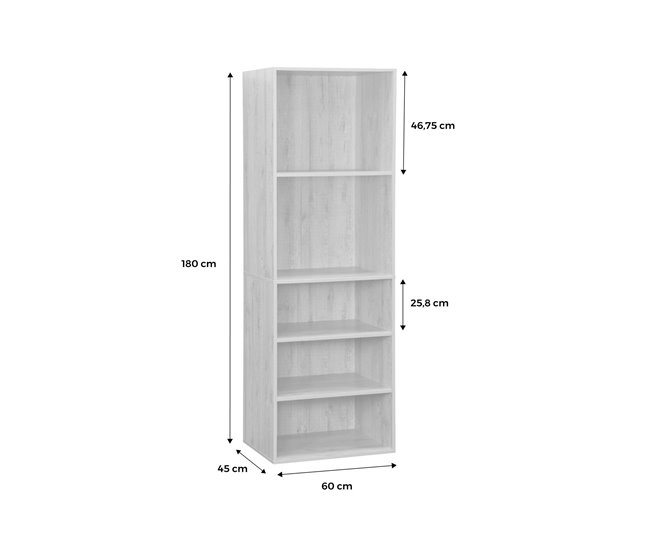 Módulo de roupeiro com 5 prateleiras, painéis laminados 60 Branco