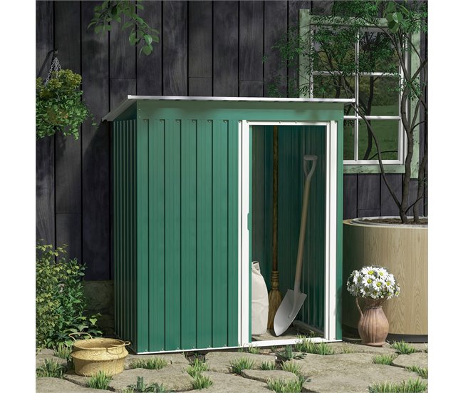 Abrigo de Exterior Aço e PP Outsunny Verde