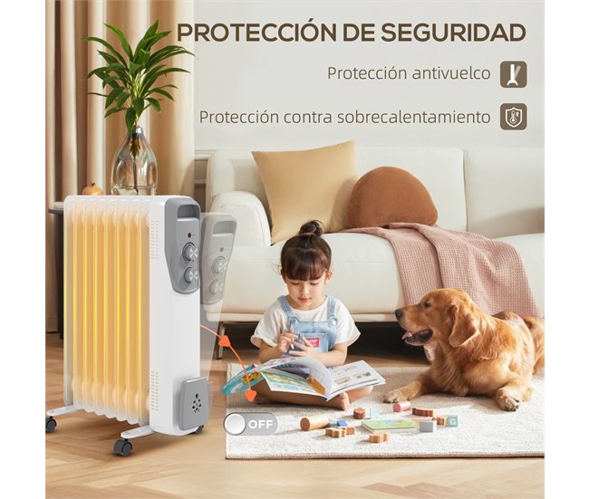 Aquecedor a Óleo Aço e Plástico HOMCOM Branco