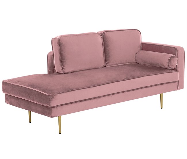 Beliani Chaise longue versão à direita Veludo MIRAMAS Azul Marino