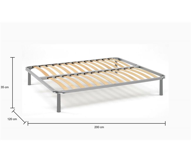 Base de cama quadrada e meia de madeira Cinza