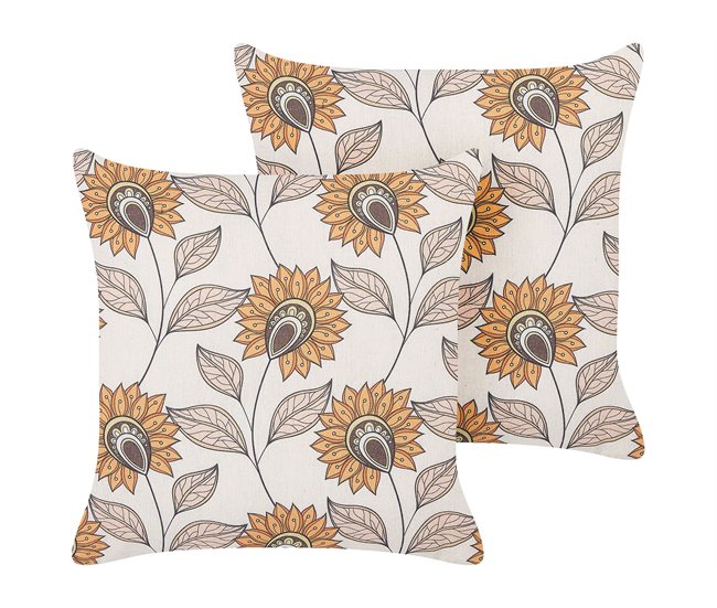 Beliani Almofada decorativa TUBEROSE Branco/ Bege