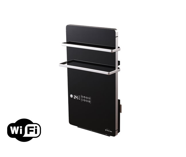 Aquecedor de toalhas elétrico digital de 2000 W com controlo WIFI Preto