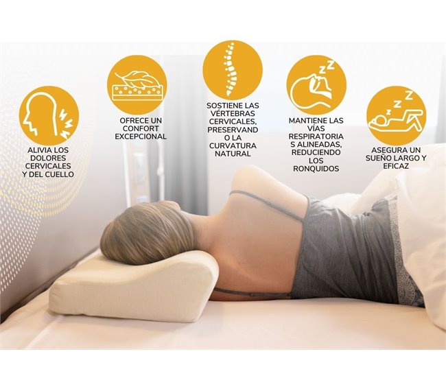 Almofada Ergonômica e Cervical de Luxo de Espuma de Memória Branco/ Bege