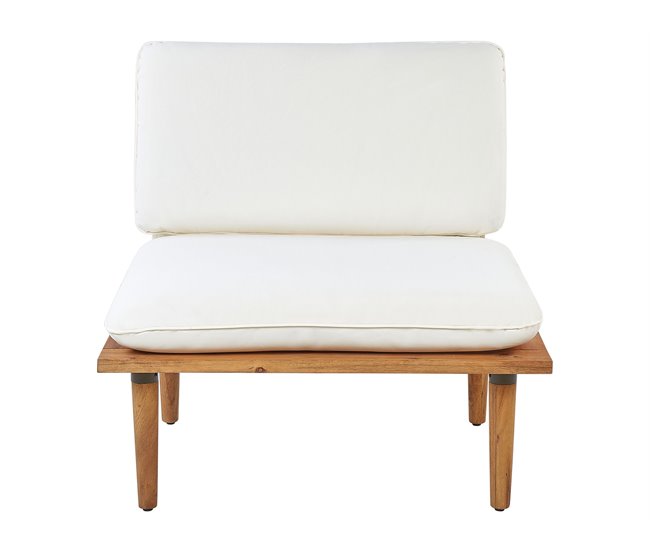 Beliani Conjunto lounge Madeira de acácia Creme