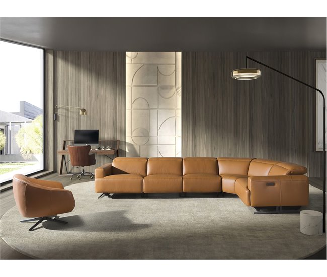 ANGEL CERDA Poltrona giratório em pele castanha Castanho