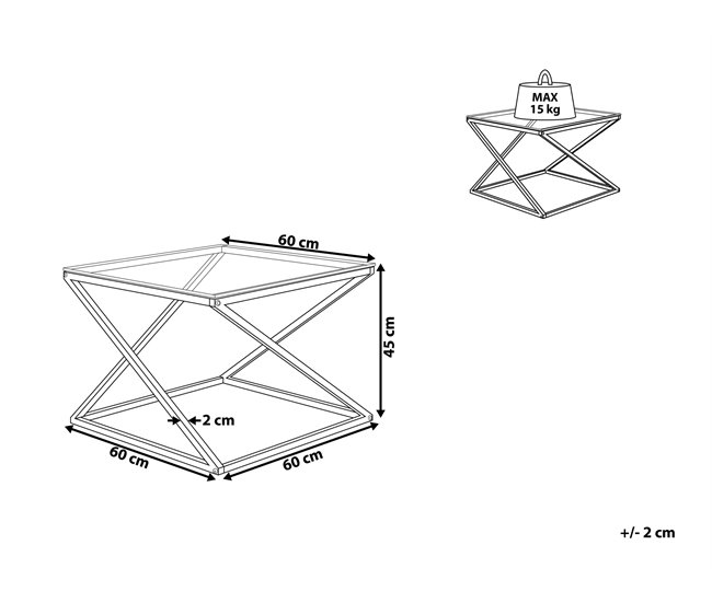 Beliani Mesa de centro BEVERLY 60x60 Cinza