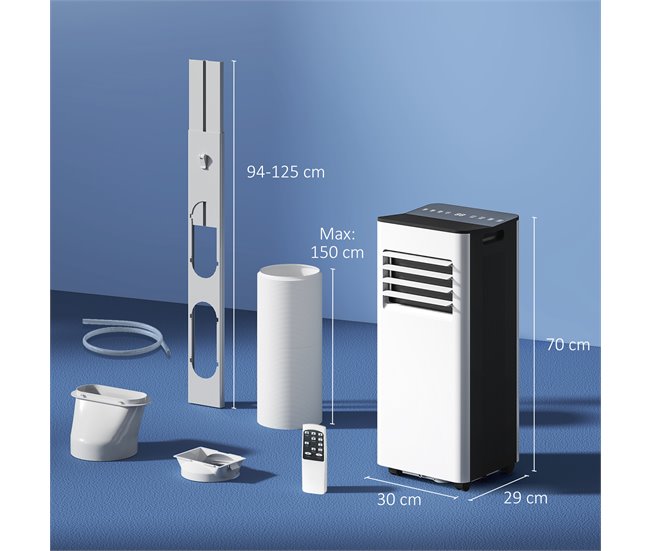 Ar Condicionado Portátil Plástico ABS, Aço e Alumínio HOMCOM Branco