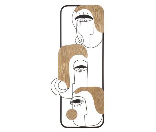 Decoração em Metal e Madeira Faces 1 Castanho