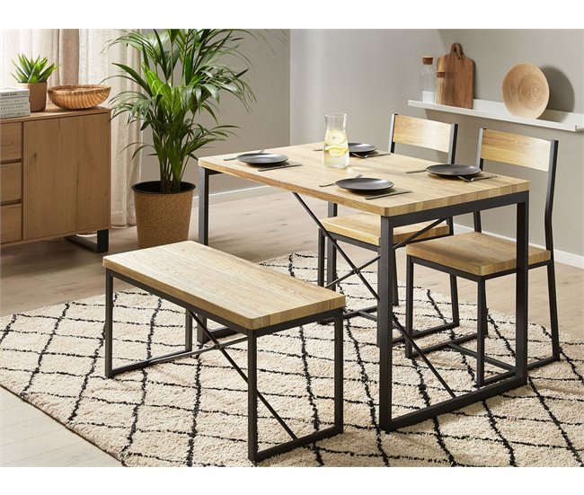 Beliani Conjunto de comedor FLIXTON Castanho
