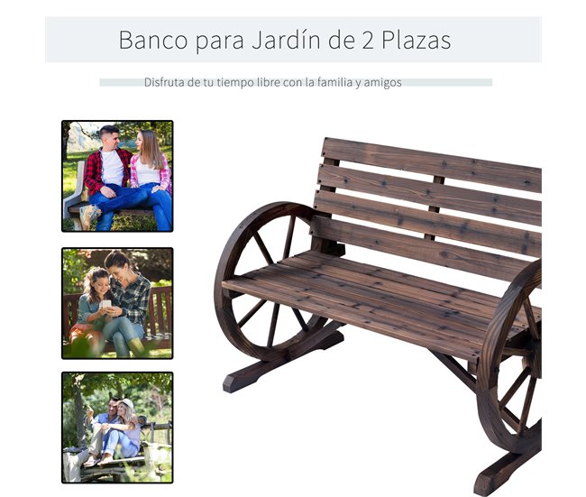 Banco de Jardim Madeira de Abeto Outsunny 105x56 Castanho