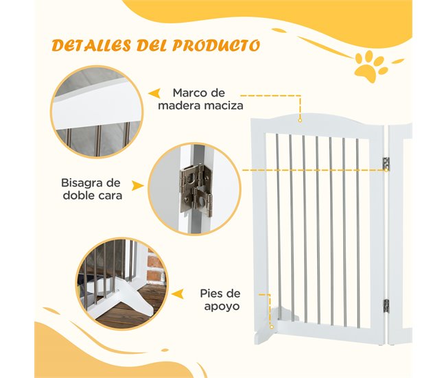 Barreira de Segurança para Animais de Estimação MDF e Aço PawHut Branco