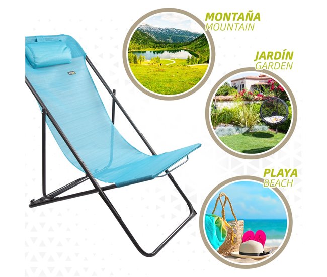 Rede de jardim dobrável multiposições c/almofada Aktive Azul