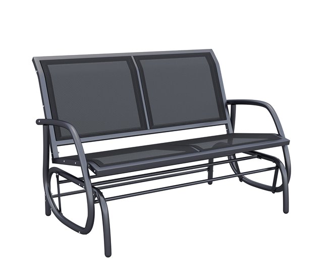 Banco Baloiço Metal e Tecido de Textilene Outsunny 120x70 Preto