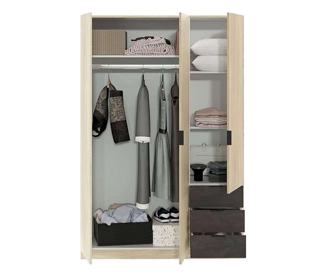 Andy Bedroom Pack guarda-roupa cabeceira mesas de cabeceira Castanho